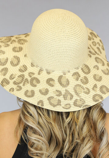 OP=OP.14.AV Beige Hoed met Panter Print