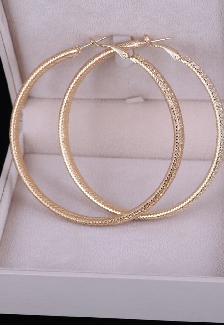 Grote Gouden Gaas Oorbellen met Strass