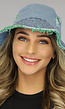 BF2023 Denim Bucket Hat met Groene Details