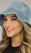 Denim Bucket Hat met Groene Details