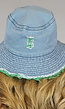 Denim Bucket Hat met Groene Details