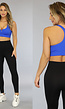 Blauwe Rib Sport Top met Rits