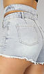 Blauwe Jeans Short met Uitsnede en Scheuren