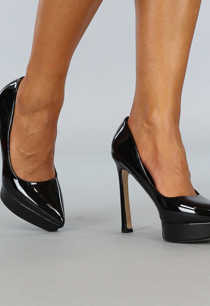 Zwarte Lak Pumps met Stiletto Hak