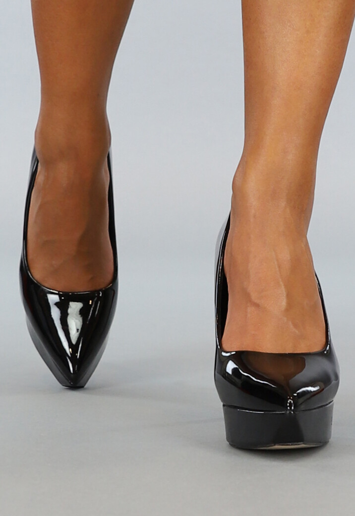 Zwarte Lak Pumps met Stiletto Hak