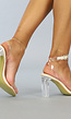 Beige Sandaletten met See-Through Hak