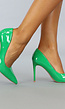 Groene Stiletto Lak Pumps met Spitse Neus