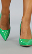 Groene Stiletto Lak Pumps met Spitse Neus