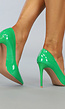 Groene Stiletto Lak Pumps met Spitse Neus