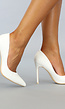 Witte Lederlook Pumps met Spitse Neus