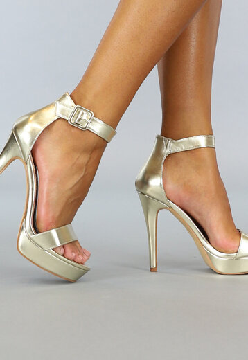 Gouden Stiletto Sandaletten met Plateau