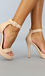 Nude Stiletto Sandaletten met Plateau