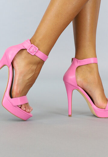 OP=OP! Roze Stiletto Sandaletten met Plateau