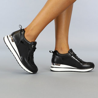 NEW2707 Basic Zwarte Sleehak Sneakers
