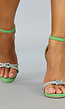 Groene Stras Sandaletten met See-Through Hak