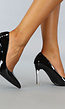 Zwarte Laklook Pumps met Doorzichtige Hak