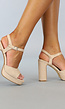 Beige Suèdelook Sandaletten met Peeptoe