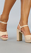 Beige Suèdelook Sandaletten met Peeptoe