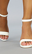 Witte Lederlook Sandaletten met Blokhak