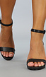 Zwarte Lederlook Sandaletten met Blokhak