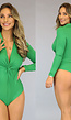 Groene Bodysuit met Draai en Kraagje