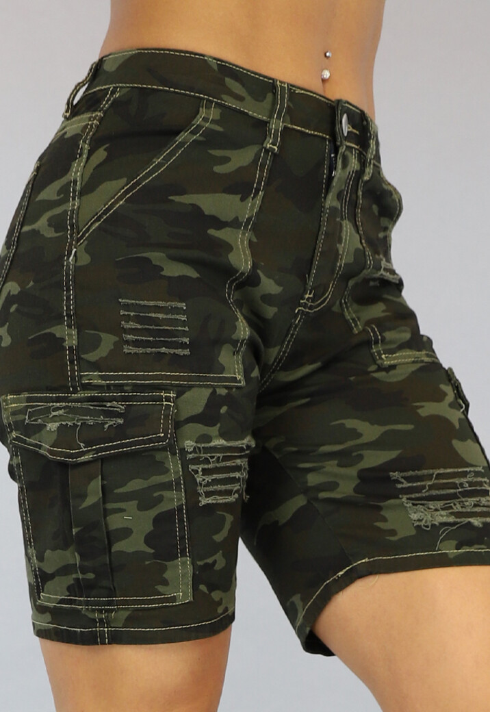 Cargo Jeans Camouflage Short Dames
