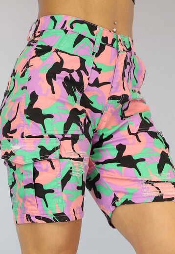 BF2023 Cargo Camouflage Short Roze/Groen