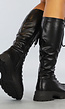 Hoge Zwarte Biker Boots met Doorgetrokken Veters