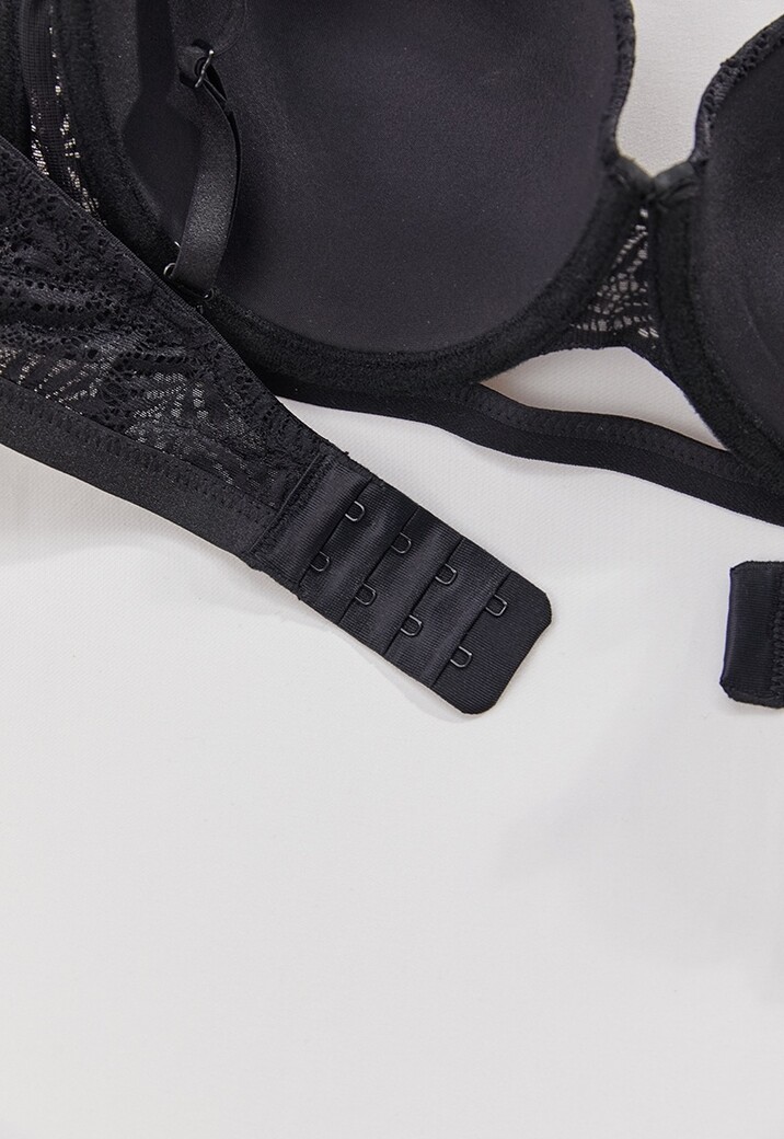Zwarte Kanten Push-Up Beugel BH met Afneembare Bandjes