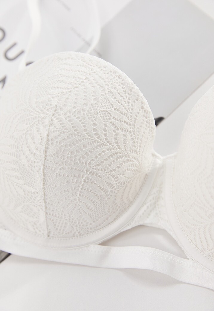 Witte Kanten Push-Up BH met Beugel en Afneembare Bandjes