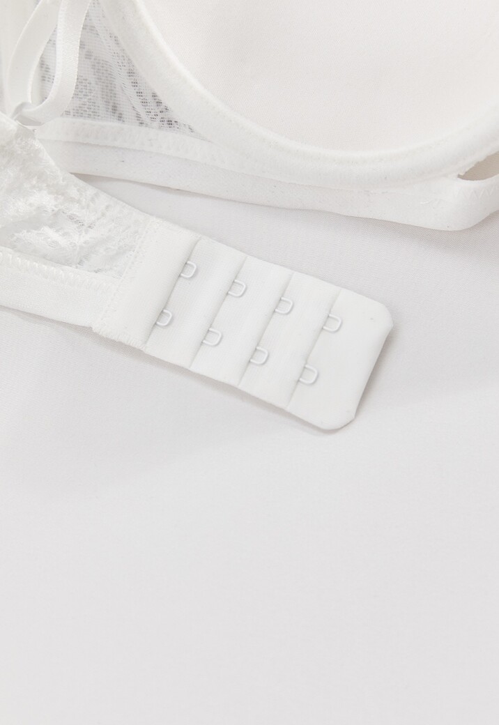 Witte Kanten Push-Up BH met Beugel en Afneembare Bandjes
