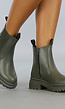 Donkergroene Instap Lederlook Chelsea Boots