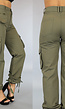 Legergroene Straight Leg Cargo met Veter Details