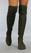 Groene Suèdelook Overknee Laarzen met Rits