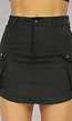 Zwarte High Waist Cargo Skort met Zakken