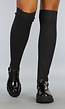 Laklook Overknee Boots met Sock en Gesp Detail