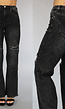 Donkergrijze Washed Straight Leg Jeans met Scheuren