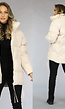 Beige Gewatteerde Winterjas zonder Cappuchon