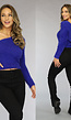 Zachte Blauwe One Sleeve Trui met Extra Losse Mouw