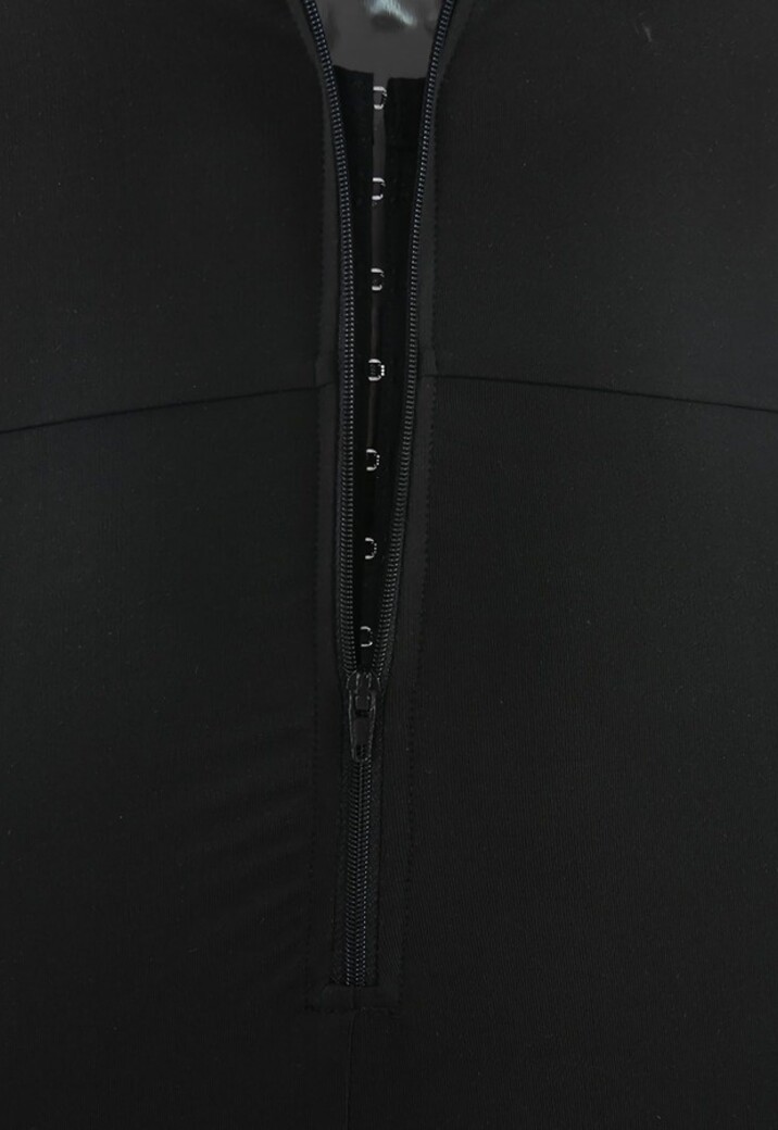 Zwarte Aansluitende Jumpsuit met Haak en Rits Sluiting