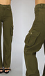 Groene Straight Leg Cargo met Veter Details