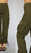 Groene Straight Leg Cargo met Veter Details