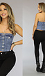 Denim Bandeau Top met Knopen