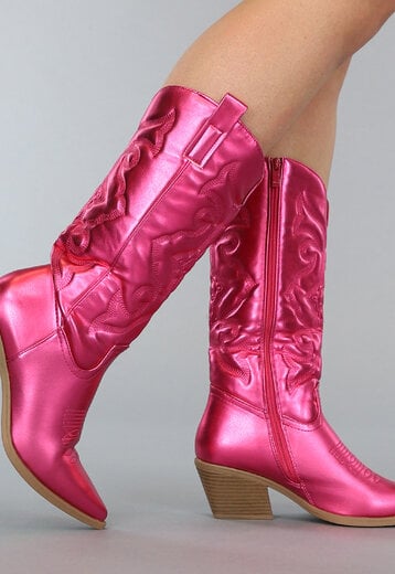 OP=OP! Metallic Fuchsia Lage Cowboylaarzen