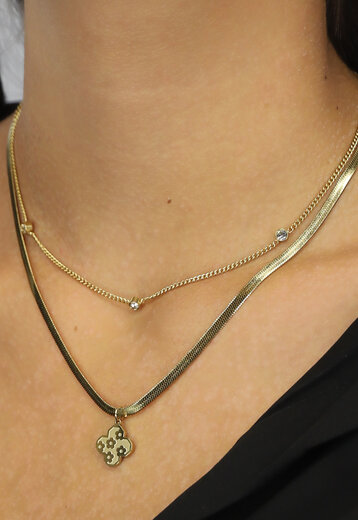 BF2023 Dubbele Layered Ketting met Strass