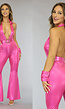 Roze Retro Disco 70's Halter Kostuum
