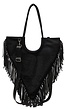 Zwarte Driehoek Tas met Zwarte Studs en Fringe