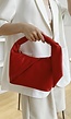 Rode Lederlook Handtasje met Geplooid Detail