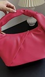 Roze Lederlook Handtasje met Geplooid Detail