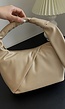 Beige Lederlook Handtasje met Geplooid Detail